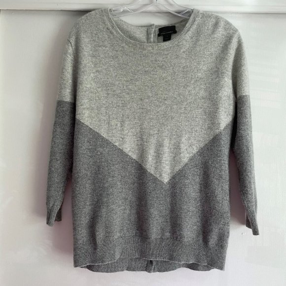 J. Crew Collection Italian Cashmere Gray Color Block Button Back Crew Sweater S - Picture 5 of 14